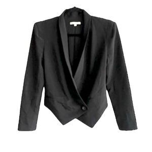REBECCA MINKOFF Black Silk Becky Pointed Blazer Jacket 0